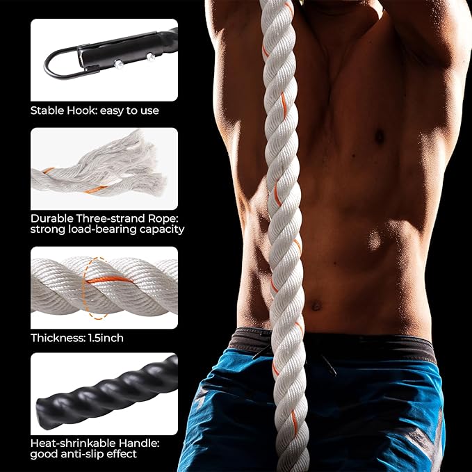 Climbing Rope Gym Climbing Rope for Fitness and Strength Training, Rock Climbing and Home Workouts Adult Climbing Rope Kids Outdoor Climbing Rope or Home Indoor Climbing Rope