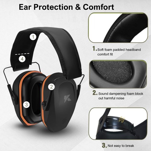ucho 34dB Shooting Ear Protection - Maximum Hearing Protection for gun range, Slim Passive Noise Reduction Earmuffs