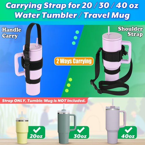 Cosmos Water Tumbler Holder Strap Travel Tumbler Carrier Water Bottle Sling Strap for 30-40 Oz Insulated Cup Travel Mug Accessory Compatible with Stanley Tumbler Cup for Travel Hiking Walking Camping