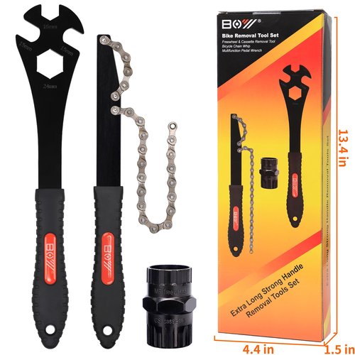 MatyKit Bike Freewheel & Cassette Removal Tool + Bicycle Chain Whip + Multifunction Pedal Wrench Removal, Portable Bike Tools, Bike Maintenance Repair Road Mountain Freewheel Removal Set
