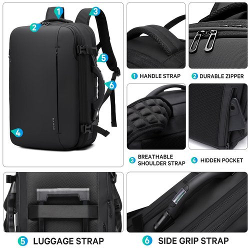 BANGE Air Compression System Backpack with electronic scaleVacuum Compression Travel Backpack,Expandable Backpacks with Pump for Airplanes (With Air Pump)