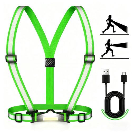 Running Lights for Runners, Runners Lights for Night Safety, Lighted Vest for Walking at Night, Adjustable Chest Light for Running, Reflective Running Gear Rechargeable for Walking/Cycling/Jogging
