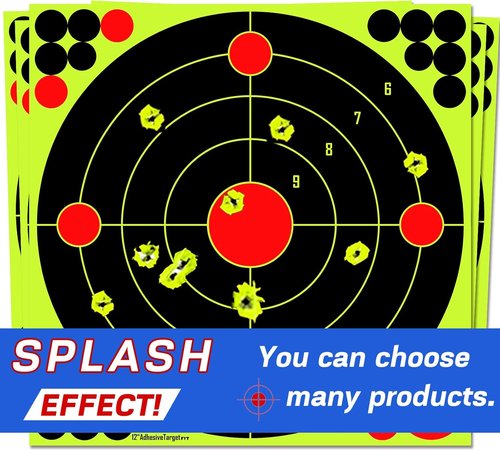 ATFLBOX 25Pack Shooting Target 12 Inch Bulleye Super Splatter Paper Target and Adhesive Target.Shooting Outdoor and Indoor ranges.Rective for Rifle - Pistol - Airsoft - Air Rifle