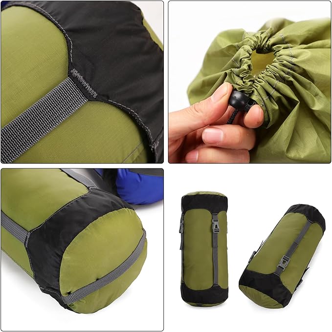 TRIWONDER Compression Sack Nylon Compression Stuff Sack Compression Stuff Sack Sleeping Bag Stuff Sack Ditty Bags with Dust Flap for Backpacking, Hiking, Camping, Traveling