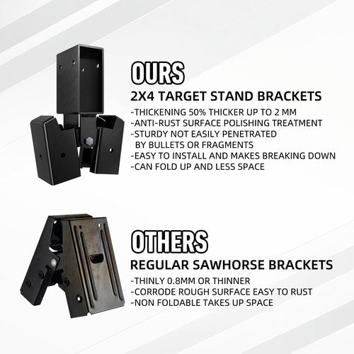 GZQIUYI 2 PCS AR500 Steel 2x4 Target Stand Brackets, High Strength Welded Construction Target Hanger/Holder, Spare Part, Heavy Duty A-Frame Swing Sets Brackets, Adjustable Legs for 2x4 Wood Board