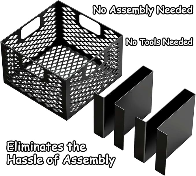 Charcoal Firebox Basket & Minion Method for Oklahoma Highland Bandera Longhorn, Charcoal Box and Latches All-in-one No Assembly Needed Porcelain Enamel(1 Basket and 2 Maze Bar Plate)