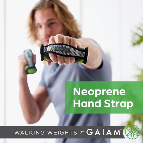 Gaiam Hand Weights for Women & Men Soft Dumbbell Walking Hand Weight Sets with Hand Strap