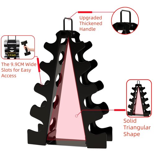 Weight Rack for Dumbbells, 5 Tiers Compact A-Frame Home Gym Organizer, Dumbbell Rack Stand Only, Alloy Steel Dumbbell Rack with Handle for Home Gym and Workout (Dumbbells Not Include)