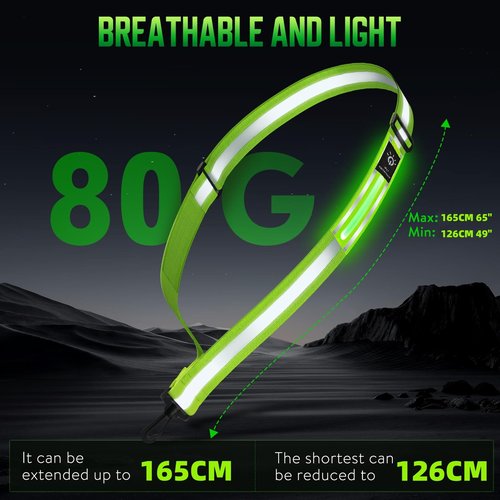 OMKHE LED Reflective Sash Safety Gear, Running Lights for Runners at Night, High Visibility USB Rechargeable Light for Jogging Running Cycling Walking Motorcycle (Green)