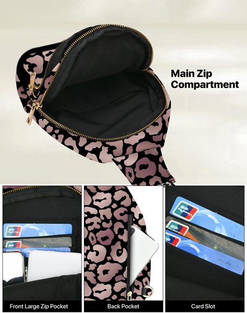 Yrebyou Leopard Print Small Sling Bag for Women Leather Sling Crossbody Bags Travel Chest Daypack Adjustable for Casual Outdoor