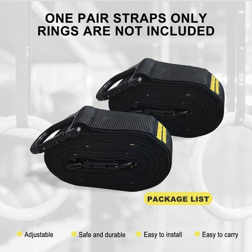 Powerfeng Adjustable Numbered Straps for Gymnastic Rings & Pull Up Handles, 8.2FT Long Each, 1000LBS Weight Capacity, Home Gym DIY Pull Down System Accessories(Only Straps No Rings)