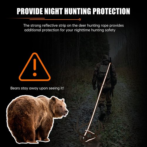 CROSSHIP Deer Drag Harness Hunting Gear, Heavy Duty Safe Reflective Drag Rope Deer Pulling Harness, with Adjustable Shoulder Strap & Non-Slip Handle, Quick & Easy Prey Transport Hunting