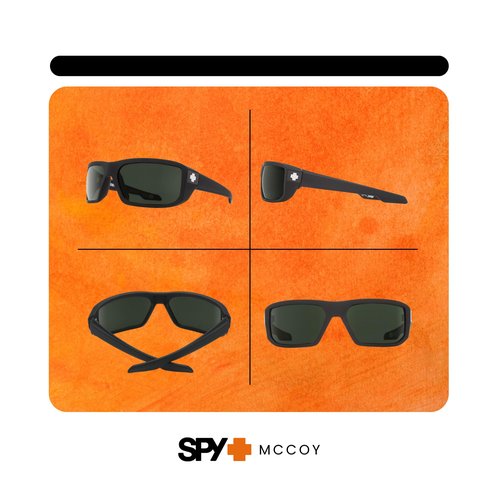 Spy Monolith Mccoy 673012973864 63MM Soft Matte Black/Happy Gray Green Polarized Rectangle Sunglasses for Men +BUNDLE with ACCESSORY EYEWEAR KIT