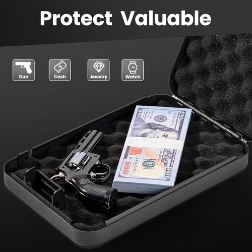 Sgorlds Pistol Safe, Portable Travel Car Gun Safe, 2 Pack-2 Handgun Lock Box Safe with Handbag, Gun Safes for Car, Home, Travel, 11.5" x7.5" x2.5", Black