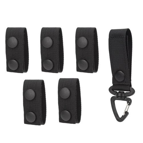 PEUTIER 5pcs Belt Keepers for Duty Belt & 1pcs Key Clip, Nylon Duty Belt Accessories with Double Snaps Duty Belt Clip Law Enforcement Accessories Fit for 2-2.5in W Belt Loop Keeper