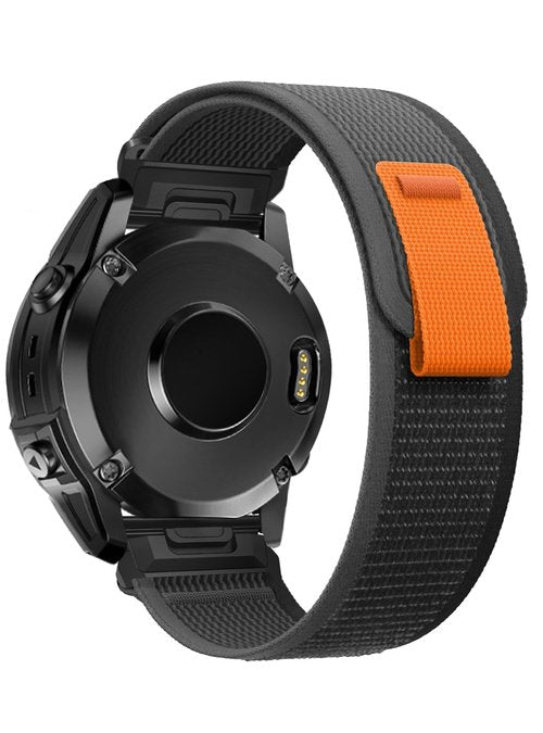 Sports-Band for Garmin Fenix E/Fenix 8 AMOLED 47mm/Fenix 7/Fenix 7 pro/Fenix 6/Fenix 6 pro/Fenix 5/Fenix 5 Plus, Quickfit 22mm Adjustable Nylon Loop Bands for Men Women, Breathable, Durable(BlackGrey)