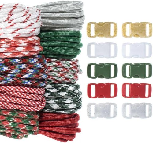 Craft County 550 Paracord Crafting DIY Kits - 80 Feet of Paracord and 8-3/8 Inch Buckles - Arts and Crafts, Bracelets, Keychains, Lanyards