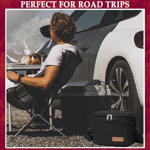 TuErcao 6 Can Mini Soft Cooler Bag for Beach Camping Travel Picnic Road Trip Leakproof Small Ice Chest, Insulated Cooler Lunch Box for Men Work, Black