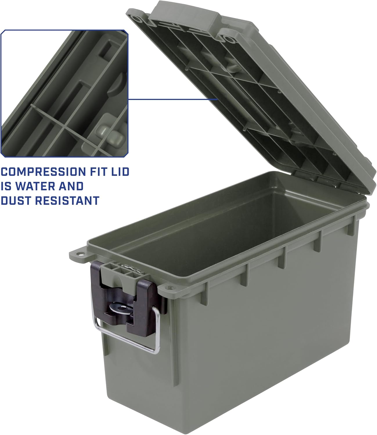 Sheffield 12629 Ammo Storage Box, Stackable .30 Cal Field Boxes, Water and Dust Resistant, Lockable Storage Box with Handle, Secures Hunting Gear, Supplies, and Bullets, Made in USA, Black, 1-Pack