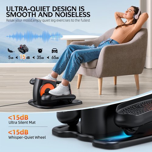 DUREXO Under Desk Elliptical, Ellipse Leg Exerciser While Sitting for Seniors, Quiet Portable Electric Seated Pedal Exerciser with Remote Control and 12 Adjustable Speeds for Home Office