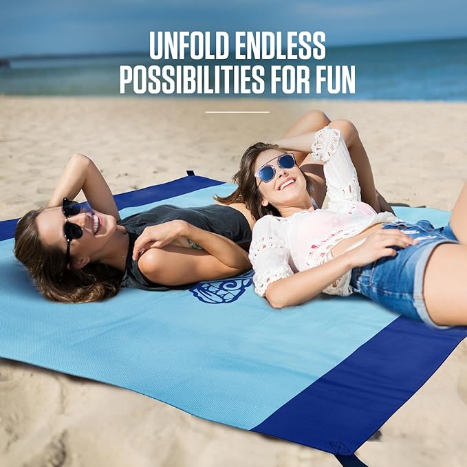 VENTURE 4TH Family-Size Beach Blanket: Sandproof, Waterproof, Lightweight & Compact. Includes Stakes and Carry Bag. 9x10 feet XXL Mandala Turtle