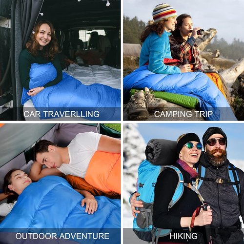 PEAKTREND Sleeping Bags for Adults Camping Portable Waterproof Compression Sack- Camping Sleeping Bags for Big and Tall (Blue)