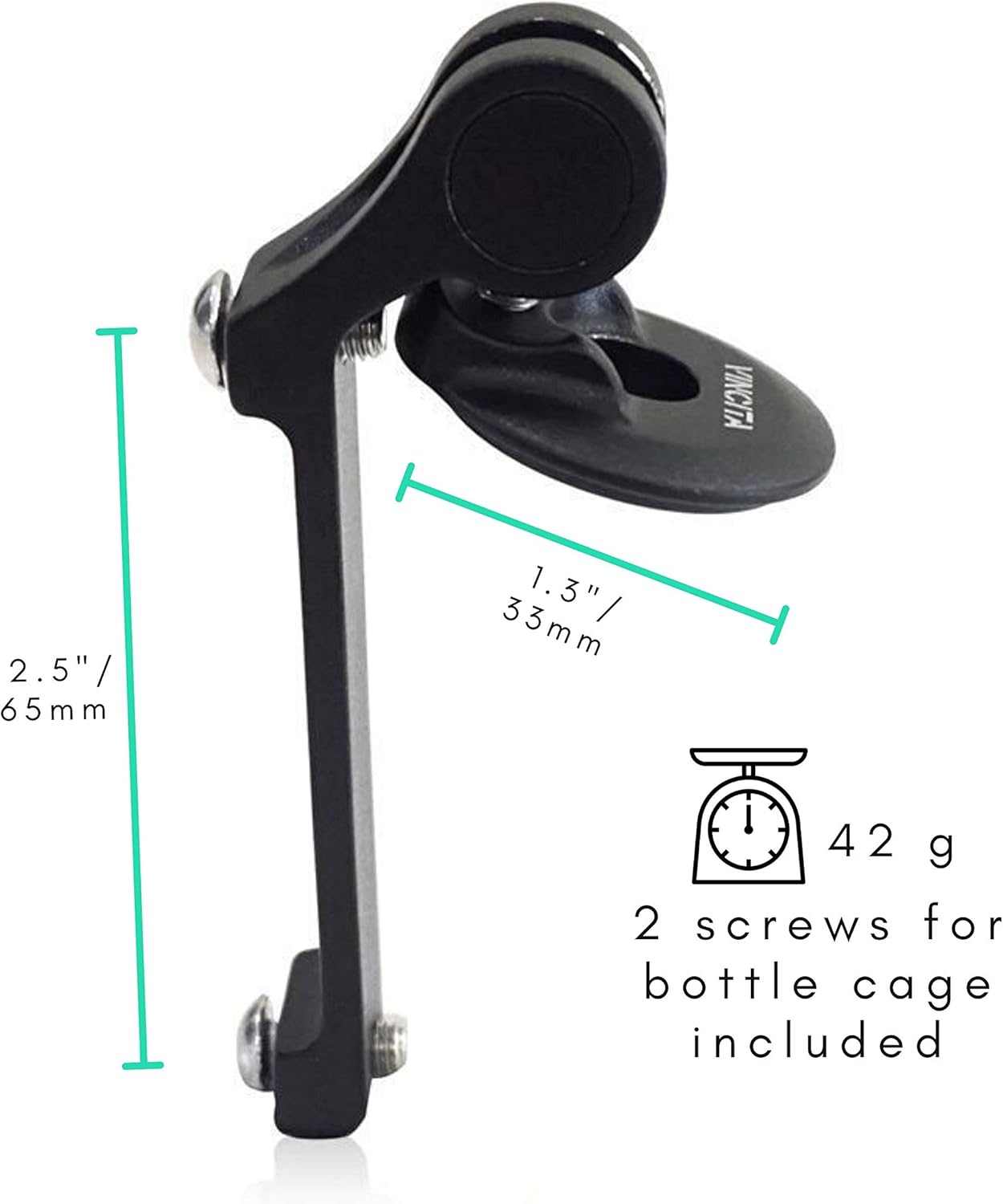 Vincita Stem Top Cap Bike Water Bottle Cage Adapter, Secure Retention System, Lightweight Aluminum Alloy Black Quick and Easy to Mount for All Bicycle