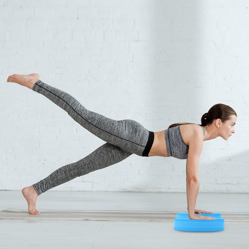 QWORK Stability Trainer Pad - Blue Foam Balance Exercise Cushion for Therapy, Yoga, Pilates, and Fitness - Non-Slip, Water-Resistant, Supports Ankle Stability, Relieves Knee and Elbow Pain