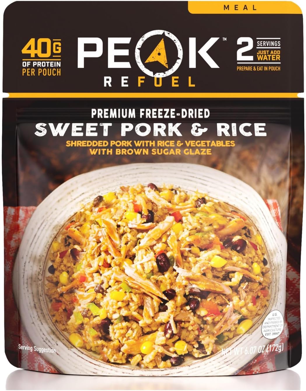 Peak Refuel Sweet Pork and Rice | Freeze Dried Hiking, Backpacking and Camping Meals | Amazing Taste | Real Meat | High-Protein | Quick Prep Food