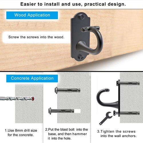 Kipika Wall Anchors for Resistance Bands - Heavy Duty Steel Hook for Home Gym Workout, Strength Training & Physical Therapy - Space-Saving Hooks with Secure G-Shaped Design, 1 Pack
