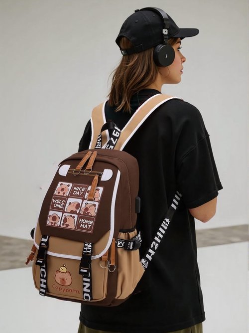 Lushandy Capybara Backpack, Cute Capibara Backpacks Kawaii Kapibara Stuff Large Cartoon Capybara Bag Ita Bag