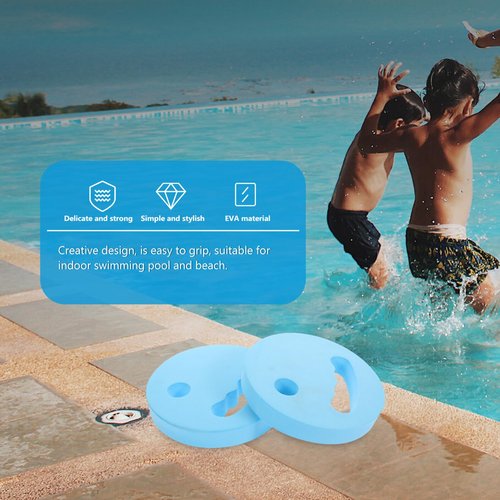 POPETPOP Water Exercise Discs : 2Pcs EVA Foam Water Weights for Pool Exercise - Round Hand Held Floating Swimming Disc for Kids, 7.07X7.07X1.10in (Blue)