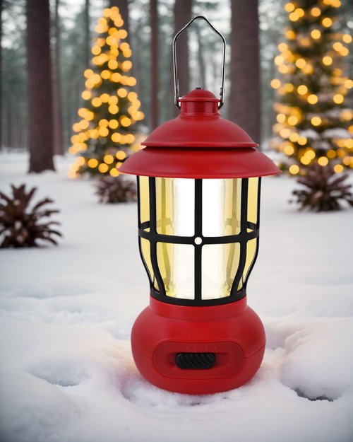Camping Lights - LHQOO LED Lights for Power Outage, LED Flashlights with Three Dimmers, Rechargeable Camping Lantern with Hook, Suitable for Fishing, Picnics, Camping, Halloween, Birthday Gifts(Red)