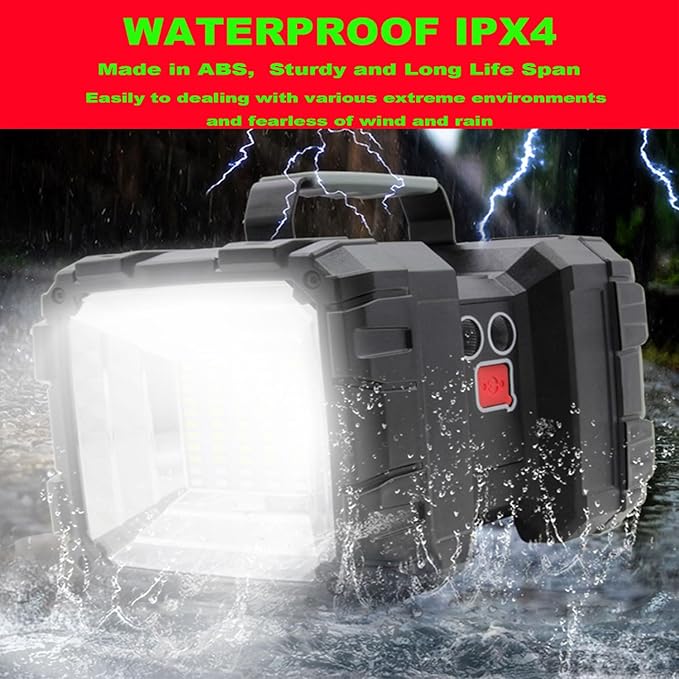 Rechargeable LED Searchlight Flashlight, LED Spotlight Big Power Capacity 12000LM 20h Ultra-Long Standby 7 Lights Modes Camping Work Light, Waterproof, Power Bank, for Home, Outdoor (35LEDs)
