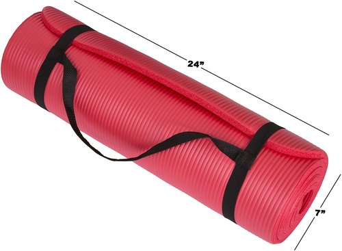 Foam Sleeping Pad - Lightweight 0.5-Inch Mat for Camping, Cots, Tents, Backpacking, and Yoga - Non-Slip and Waterproof with Handle by Wakeman (Black)