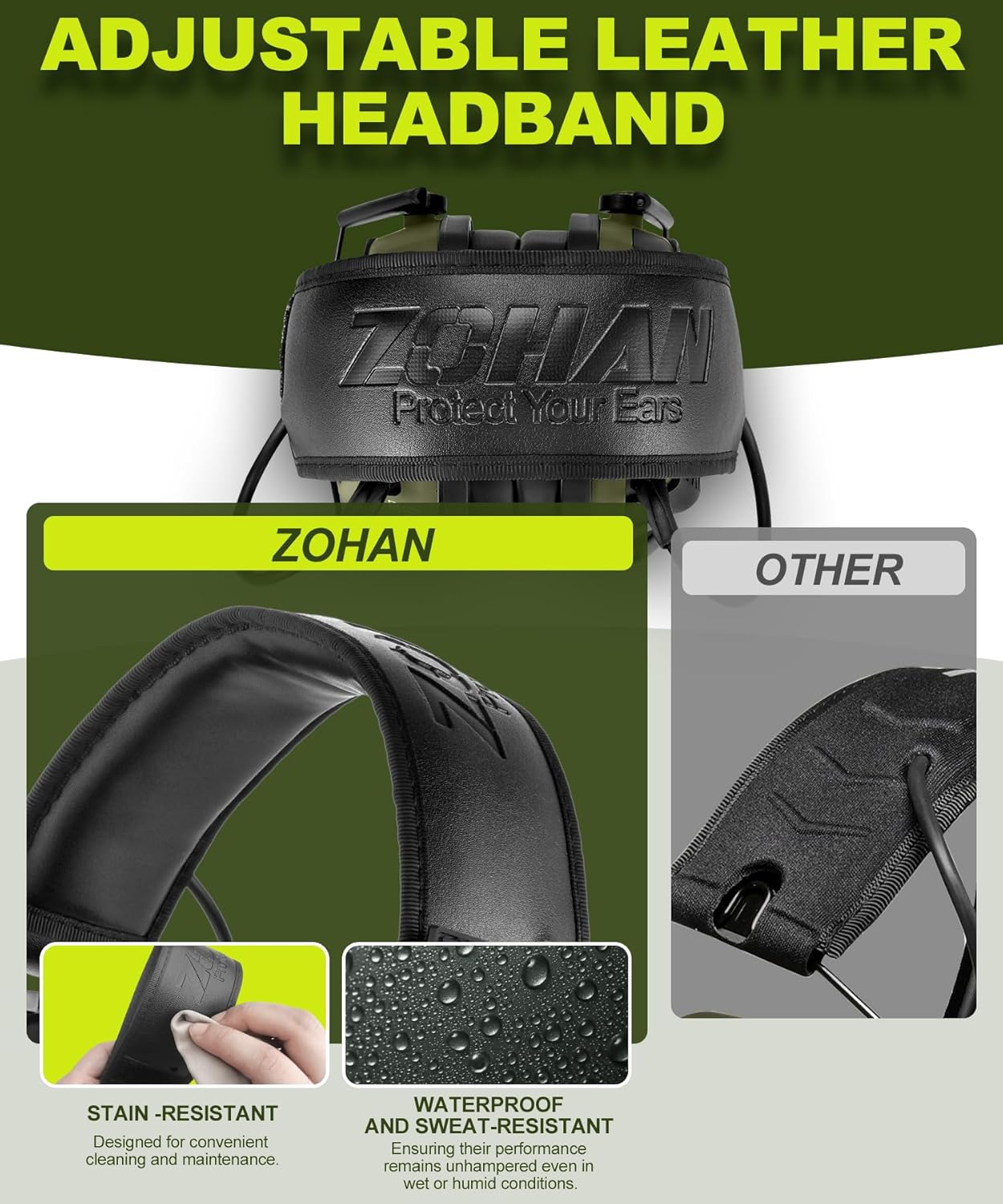 ZOHAN EM054 Electronic Shooting Ear Protection with Sound Amplification, Slim Active Noise Reduction Earmuffs for Gun Range