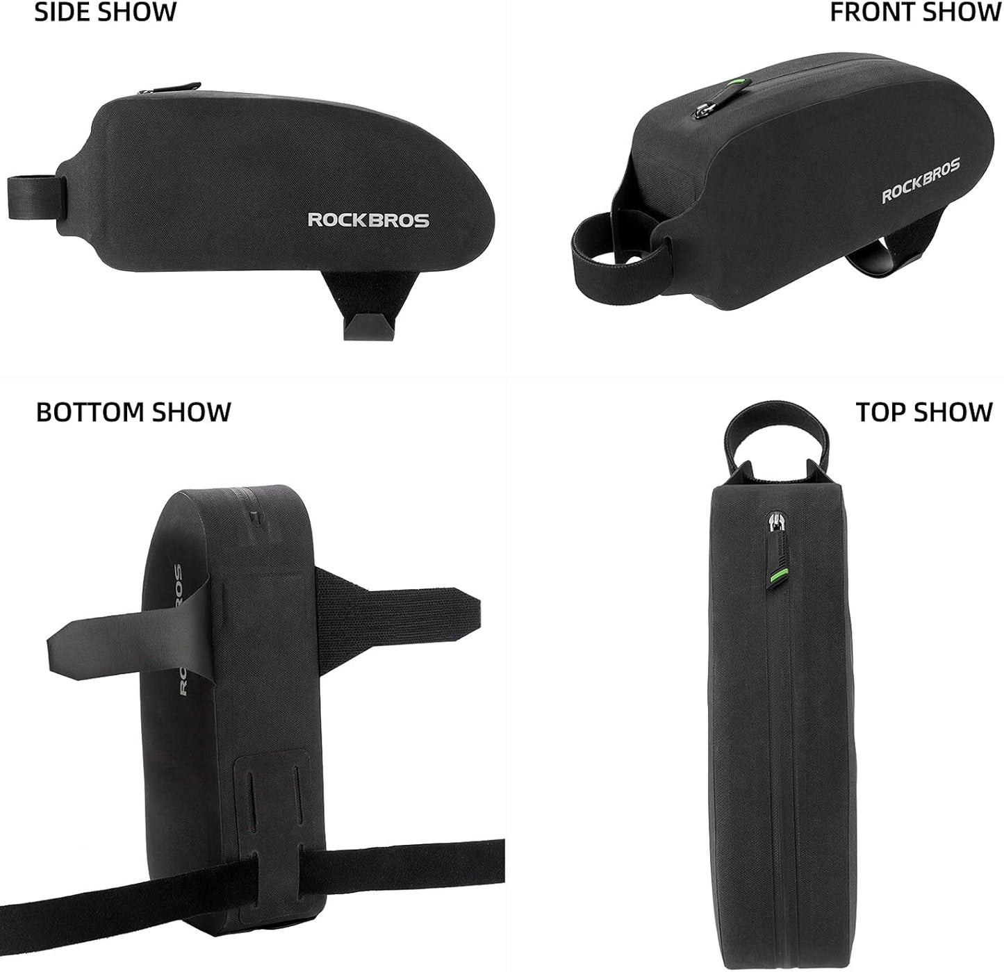 ROCKBROS Bike Top Tube Bag Bicycle Front Frame Bag Waterproof Bike Pouch Pack/Phone Bag Cycling Accessories Pouch for Mountain Road Bike Medium