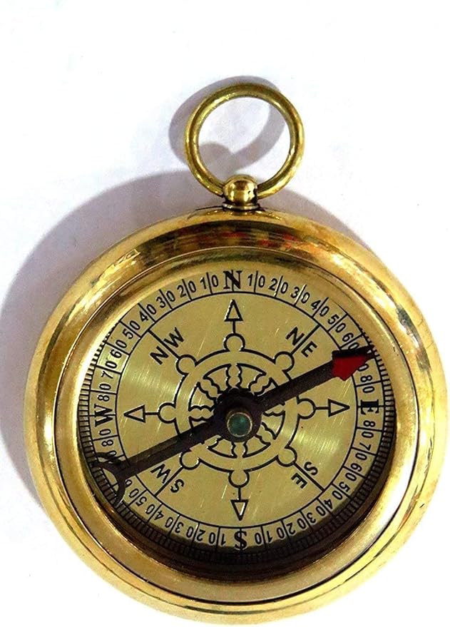 Smizzy Navigational Maritime Vintage Nautical Brass Compasses Fully Functional Titanic/Robert Frost Poem Compass/Sundial for Gift and Home Décor