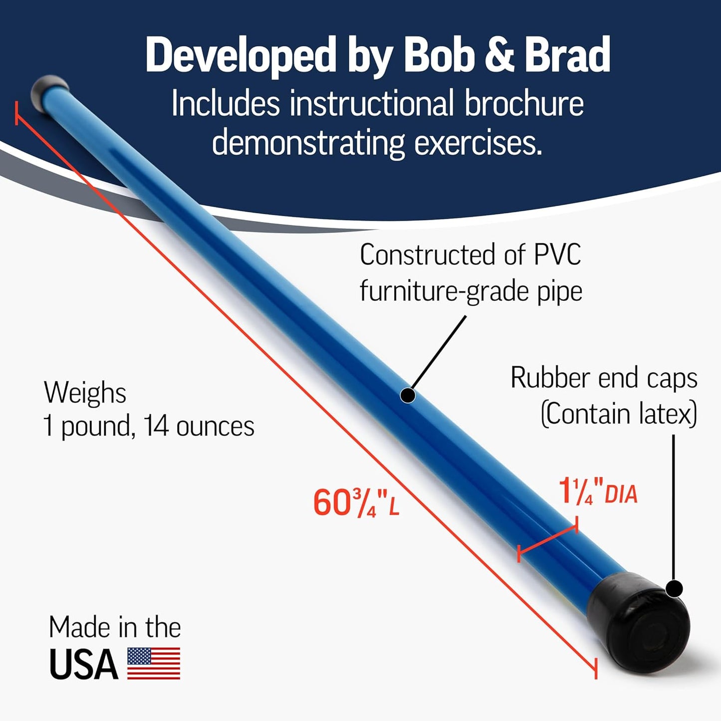 OPTP Booyah Stik by Bob and Brad - Yoga Stick for Stretching, Walking, and Exercise - Physical Therapy Stick, Pilates Stick, or Fitness Stick for Balance and Mobility Training
