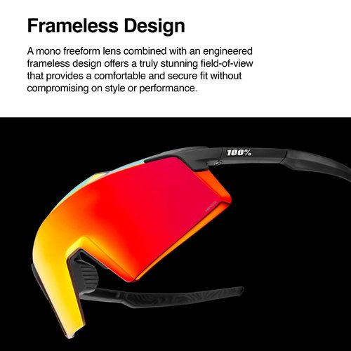 100% AEROCRAFT Sunglasses - Scratch-Resistant Lens - Lightweight and Durable Sunglasses for Outdoor Sports - Soft Tact Black, HiPER Red Multilayer Mirror