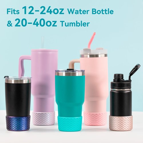 Soledea Silicone Boot Sleeve for Stanley Tumblers 20-40oz & Hydro Flask 12-24oz, Protective Silicone Cover for Bottles/Tumblers with 2.8-2.95in Bottom