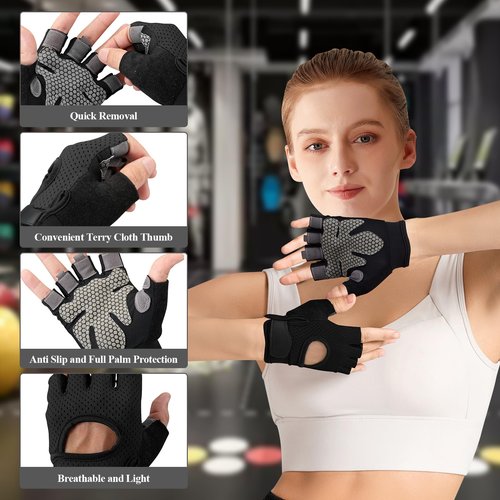 Barbell Pad Set,10 Pcs Barbell pads For Hip Thrust Squat & Lunges Support,With 2 Workout Ankle Straps, 2 Workout Gloves, 2 Gym Straps Weight Lifting, Resistance Bands,Olympic Bar Pad,Carry Bag (Black,Small-Gloves)