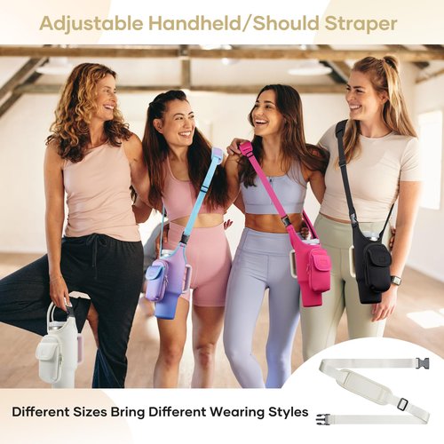 Carrier Bag with Phone & Flap Pockets Accessories for Stanley 40/30oz Tumbler with Handle, Insulated Neoprene Cup Holder Carrier Bag w/Shoulder & Handheld Strap Fits Stanley Cup Accessories