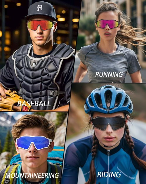 BEACOOL cycling glasses (Tri Acetate Cellulose (TAC), Black Pink)