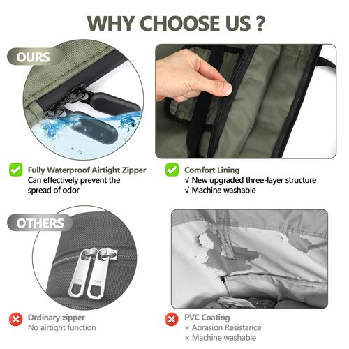 Smell Proof Bag Triple-Layer Scent Control Bag With Shoe Compartment, Waterproof Scent Lock Bags, Scent Free For Hunting Clothing Accessories