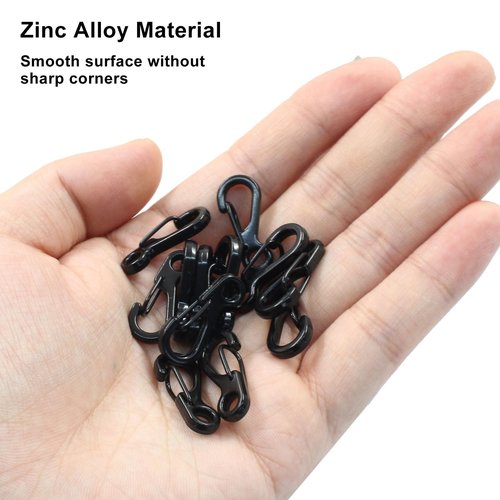 Coufce 12 Pcs Mini Carabiner Clip Black, Metal Tiny Carabiner Paracord Hanging Clips for Backpacks, Camera Straps, Flashlights, Key Chains, Essential Outdoor Camping Accessories