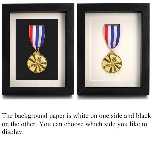 Coloch 2 Pack Medal Display Case, 6X 8 Wood Single Medal Display Frame Marathon Medal Storage Stand Decorative Badge Stand Box Glass Picture Frame for Marathon, Swimming, All Sports Medal (No Medal)
