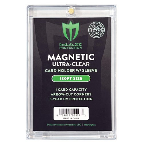 Max Protection Magnetic Card Holder for Sleeved Cards – 10-Pack 130pt Ultra-Clear Cases – Hard Plastic Card Sleeves Holders, UV Protector Case - Fits Standard Sports Baseball Trading Cards