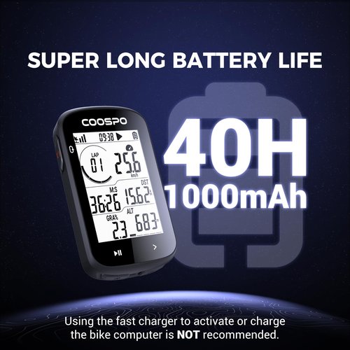 COOSPO CS300 GPS Bike Computer, Wireless Cycling Computer with 2.6 Auto-Backlight LCD Screen, Bluetooth5.0 ANT+ HR/S&C/Power Sensor Compatible, Bicycle GPS Computer for Road/Mountain Bike
