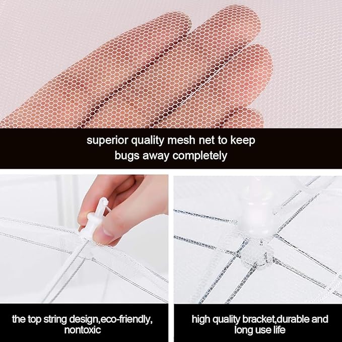 (6 Pack) Pop-Up Outside Picnic Mesh Food Covers Tent Umbrella for Outdoors and Camping Food Net Cover Keep out Flies Mosquitoes Ideal for Parties BBQ, Reusable and Collapsible 17 x 17inches